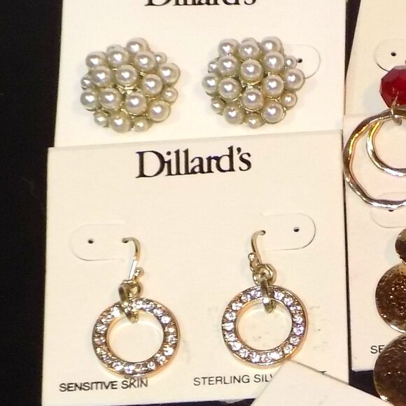 Lot of 7 New Pairs Dillard's Earrings Bundle.  Sterling Earwires, Genuine Stone - Picture 3 of 11